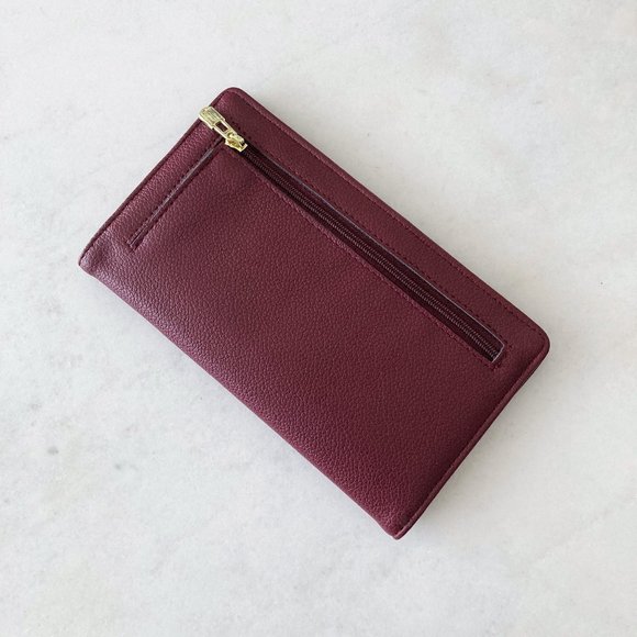 New! NWOT Lark & Ives continental snap wallet (Bordeaux / maroon red with gold) - Picture 5 of 7
